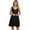 Black, variant on Women's Buttoned Wide Strap Mini Dress with Pockets and Sheer Overlay Soft 65% rayon 30% polyester 5% spandex
