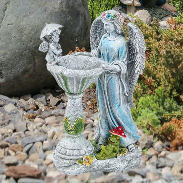 Estatua solar de ángel niña para jardín DYNWAVEMX figura decorativa impermeable escultura luminosa Azul
