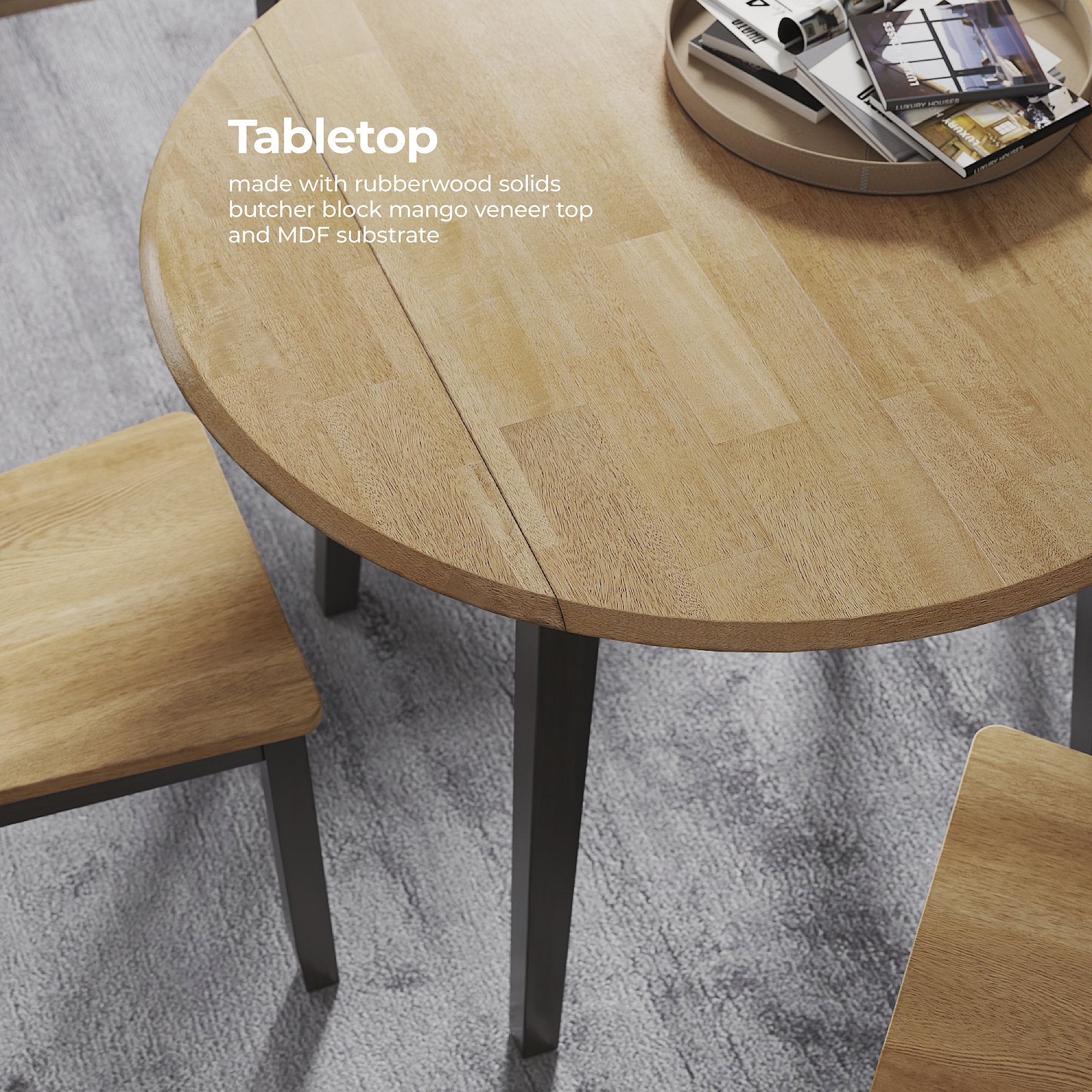 Signature Design by Ashley Gesthaven Round Dining Drop Leaf Table, Natural/Brown