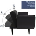 thumbnail image 4 of Sofa Bed, Convertible Sofa, Small Apartment Furniture&nbsp;2 Seater Sleeper with 3 Position Adjustable Backrest, Transforms into Bed, Polyester Upholstery, Black, 74 Inch, 4 of 9