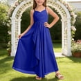 thumbnail image 2 of VNKIDY Girls Kids Solid Color Maxi Dress Spaghetti Strap Sleeveless Ruched Bodice Formal Party Dress For Party Special Events Trendy Dress, 2 of 6
