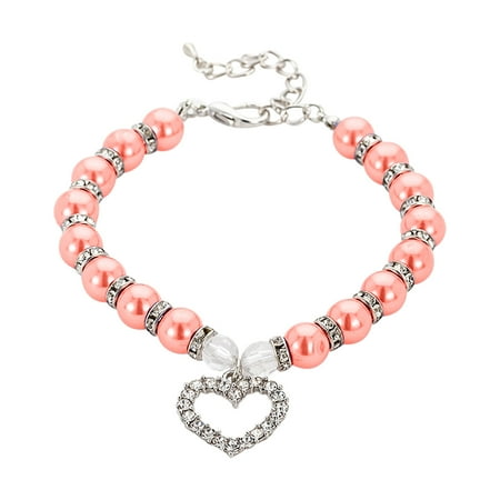 2/1pcs Cat Dog Pearl Collar Heart Shape Rhinestones Pearl Pet Necklace Adjustable Neck Strap Wedding Party Pet Jewelry Accessories For Puppy Small Cats