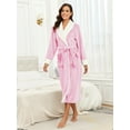 thumbnail image 2 of PajamaX Women's Fleece Shawl Collar Bathrobe Plush Soft Long Spa Robe Lightweight Fluffy Cozy Shower Bathrobe (S, Pink), 2 of 7