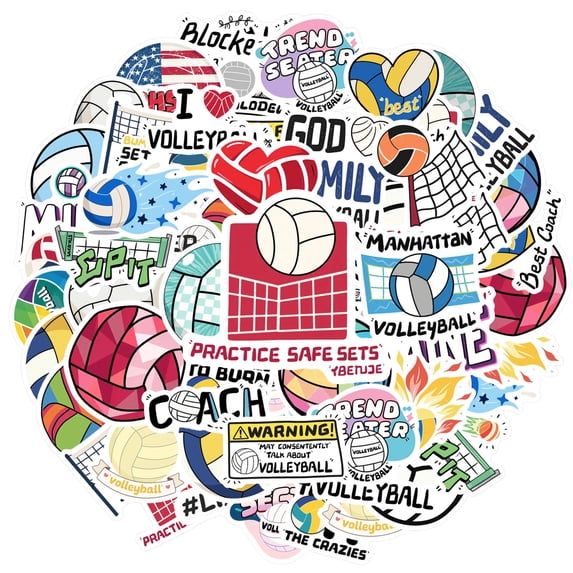 35pcs Colorful Stickers Volleyball Sports Stickers Fun Stickers for Laptops Suitcases Notebooks