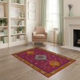 thumbnail image 2 of ODIKA 4'x6' Vibrant Magenta Bohemian Design Washable Area Rug Intricate Floral Motif with Geometric Charm Non-Slip, Chair-Friendly, Flatwoven for Home Office, Under Desk, 2 of 7