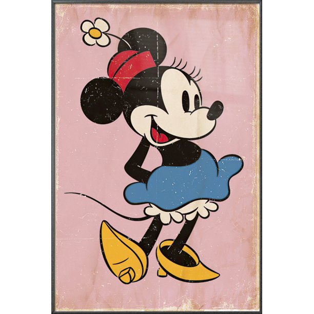 Minnie Mouse Framed Disney Poster (Retro Minnie Pink Background