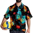 thumbnail image 4 of Flower Butterfly Men's Short Sleeve Shirts, Casual, Printed, Button Down Short, Summer Beach Shirts, Unisex, 4 of 6