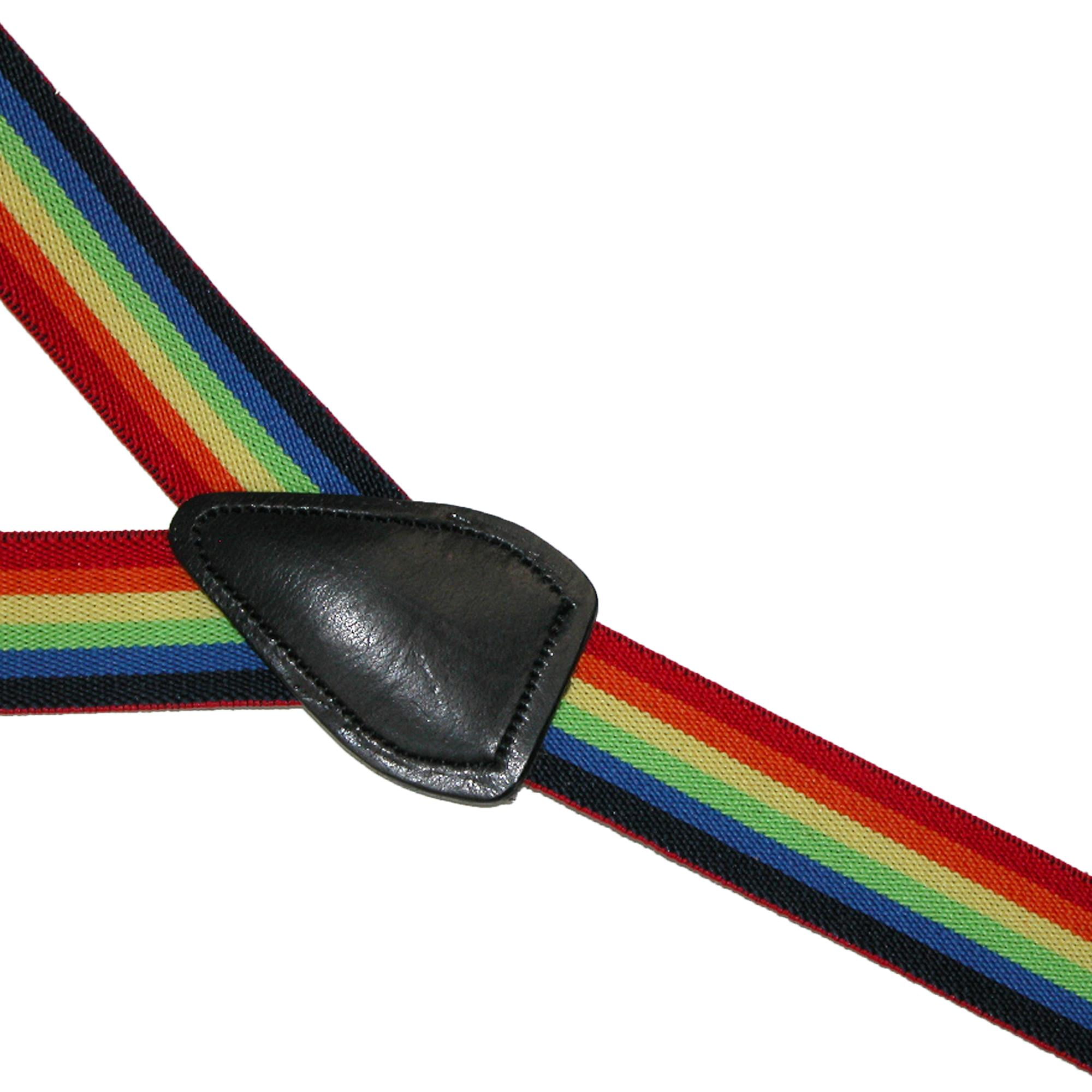 CTM Kids Elastic 1 Inch Wide Clip-End Rainbow Stripe Braces