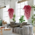 thumbnail image 2 of RECUTMS Artificial Hanging Plants Artificial Fall Flowers Faux Autumn Plants Artificial Ferns for Outdoors Hanging Fake Vines for Fall Decor (Wine Red), 2 of 7