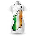 thumbnail image 3 of Ireland Map Apron, Cartoon Style Art of Mapping on a Plain Background Irish Colors, Unisex Kitchen Bib with Adjustable Neck for Cooking Gardening, Adult Size, Orange Green and White, by Ambesonne, 3 of 4