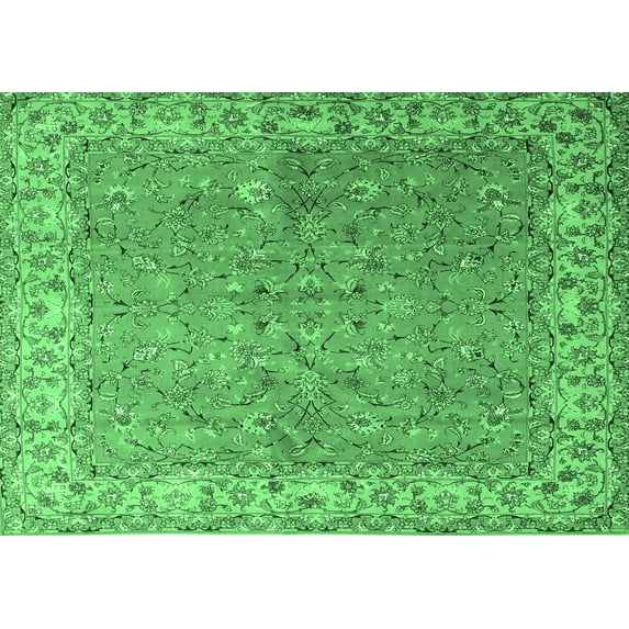 Ahgly Company Indoor Rectangle Persian Emerald Green Traditional Area Rugs, 7' x 9'