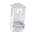 thumbnail image 2 of Accesorios de jaula de alimentación de jaulas de aves resistentes estacionamiento de alimentación de colgación automática transparente para pájaros Gris, 2 of 8
