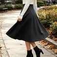 thumbnail image 7 of Lmueinov Plus Size Skirts for Women Casual Elastic High Waist Midi Skirt with Pockets Solid Color Flowy Work Office Fall Winter Skirts S-3XL, 7 of 7