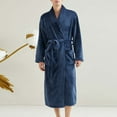 thumbnail image 5 of Fanxing Womens Long Robes Fleece Plush Warm Bathrobe Ladies Fluffy Sherpa Shaggy Nightgown Sleepwear Navy M, 5 of 5