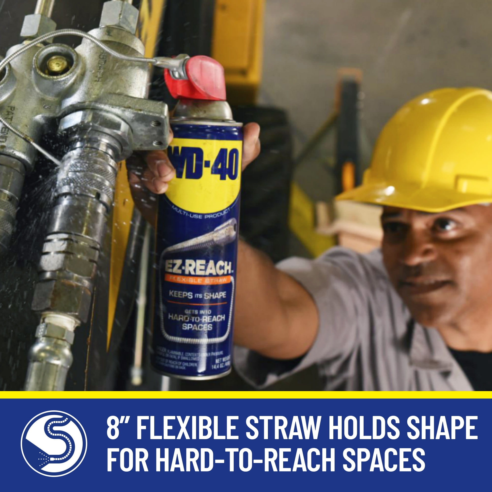 (3 pack) WD-40 EZ-REACH Original Formula Multi-Purpose Lubricant Spray 8 in. Flexible Straw, 14.4 oz
