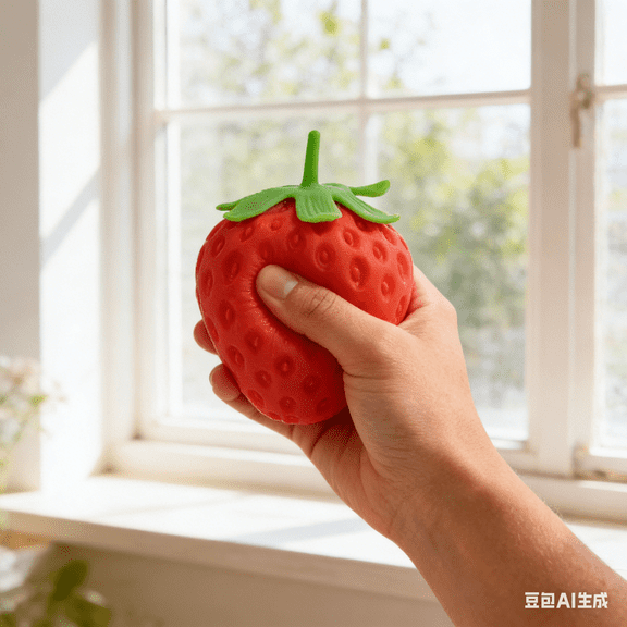 Bisitoy 1Pc Squeeze Toys Cute Strawberry Shape for Easter Basket Stuffers Squeeze Toys for All (Red)