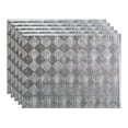 thumbnail image 1 of FASÄDE Miniquattro Decorative Vinyl 18in x 24in Backsplash Panel in Crosshatch Silver (5 Pack), 1 of 6