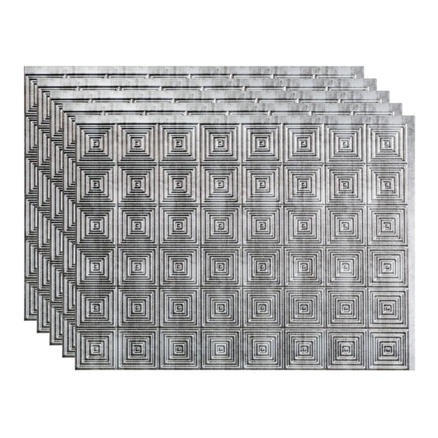 FASÄDE Miniquattro Decorative Vinyl 18in x 24in Backsplash Panel in Crosshatch Silver (5 Pack)