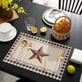 thumbnail image 3 of Western Texas Star Retro Placemats Set of 4, Rustic Vintage Berry Black Beige Plaid Placemats for Dining Table, Place Mats for Kitchen Tabletop, Waterproof Wipeable Dining Table Mats Set, 3 of 9