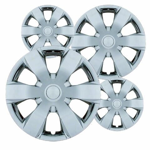 Fuel Rider Set of 4 16 inch Chrome Snap-On Hubcaps With 6 Spoke Compatible With 2007-2011 Toyota Camry Standard Steel Wheel Covers