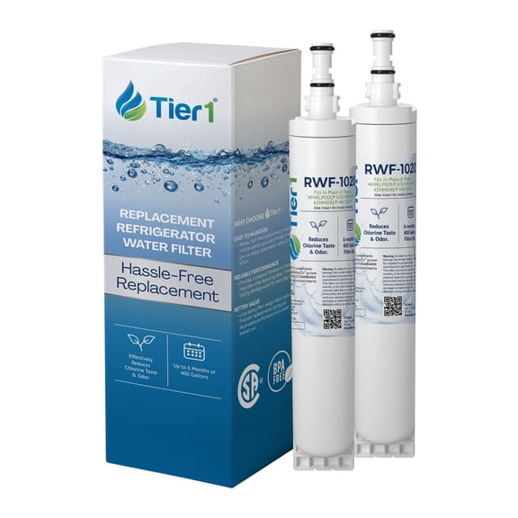 Tier1 RWF1020 4396508 Refrigerator Water Filter | Replacement for Whirlpool EDR5RXD1 & Kenmore 46-9010 | Fridge Filter - Up To 12 Months Supply | Odor Control | Great Tasting Water (2-pk)