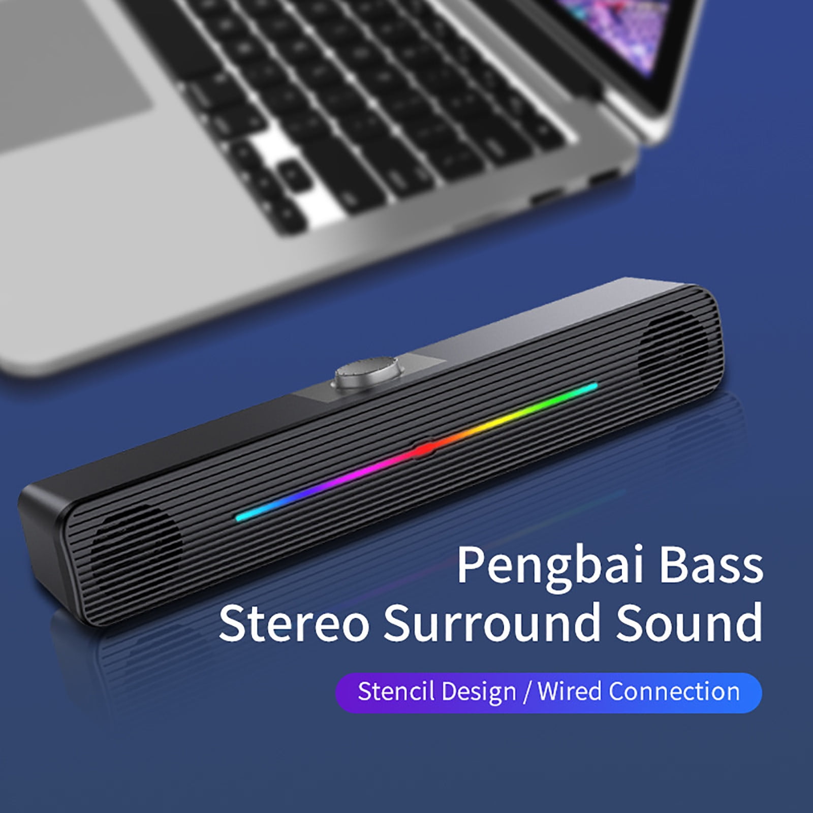 Byujiro Computer Speaker RGB PC Speaker USB Powered 3.5mm AUX Cable for PC Laptop Tablet Phone for Gaming, Music & Home Office