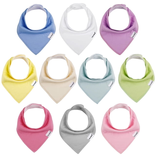 Baberos tipo bandana para bebés Egmao Baby, paquete de 10 unidades, 100% algodón