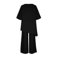 thumbnail image 5 of Facnwert Women's Solid Color Two-piece Short Sleeved Round Neck Loose Casual Irregular Hem Set, 5 of 8