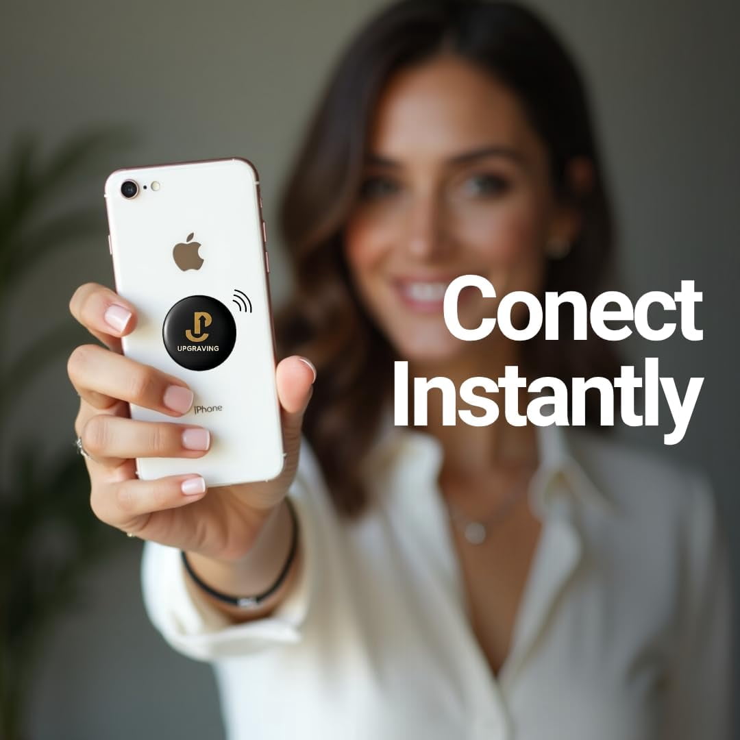 Black Smart Digital Business Card Tag – Nfc Tap-to-Share, No App Needed, Portable Adhesive