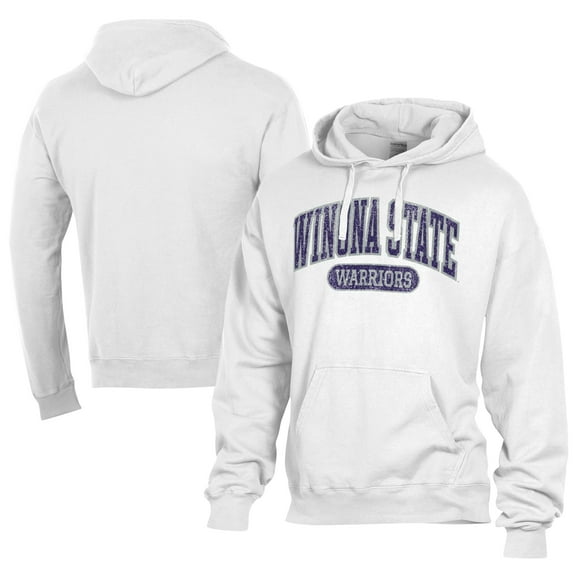 Men's Comfort Wash White Winona State Warriors Lightweight Fleece Pullover Hoodie