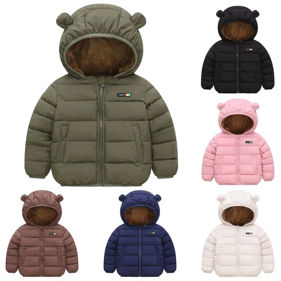 Liyamei Kids Hooded Padded Jacket with Lining for Winter Warm Outdoor Play Size 2-3 Years