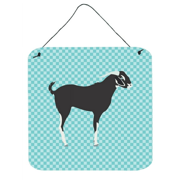 Carolines Treasures BB8058DS66 Black Bengal Goat Blue Check Wall or Door Hanging Prints, 6 x 6 in.