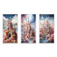 thumbnail image 2 of Designart "Castles curious Wonder Pastel IV" Cityscapes Framed Wall Art Set Of 3 - Multi-Color Castles Frame Canvas Set For Living Room Decor, 2 of 6