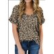 thumbnail image 1 of Tops casuales con estampado de leopardo para mujer, camisas de manga corta con cuello en V, blusa suelta, camiseta básica,XL JAMW Sencillez, 1 of 4