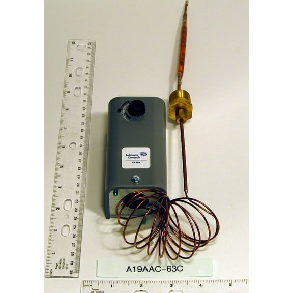 Johnson Controls A19AAC-63C Remote Temp Spdt Control 6' Cap 100/350 Deg. 1/4X4 1/4X4-1/2 Bulb 8.5 Fix Dif