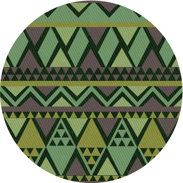 Ahgly Company Machine Washable Indoor Round Transitional Green Onion Green Area Rugs, 6' Round