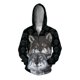thumbnail image 5 of Sudadera con capucha y cuello redondo informal para hombre, cómoda y moderna, con estampado digital 3D de lobo, 5 of 5