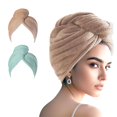 thumbnail image 1 of Agkxhdec Toalla De Microfibra Turbantes Para El Cabello Para Secar El Cabello Mojado Envoltura Para El Cabello Para Mujeres (El Color De La Imagen Es Solo Para Referencia) (Marrón Verde Claro), 1 of 5