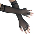 thumbnail image 3 of Guantes de rejilla negros Perfecl hasta el codo de nylon para disfraces de baile, 3 of 7