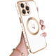 thumbnail image 1 of RV (Blanco) Funda para iPhone 14 Pro Max,： Linda funda magnética en forma de corazón con borde chapado en oro, funda de silicona a prueba de golpes oso de fresa Electrónica, 1 of 5