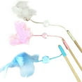 thumbnail image 1 of Cat Teaser Wand Creative Wooden Bead Faux Feather Cat Wand Cat Interactive Toy, 1 of 10