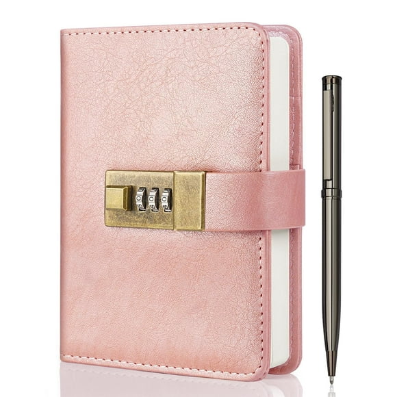 Diario WEMATE A6 11x16cm de Cuero PU con Cerradura Oro Rosa