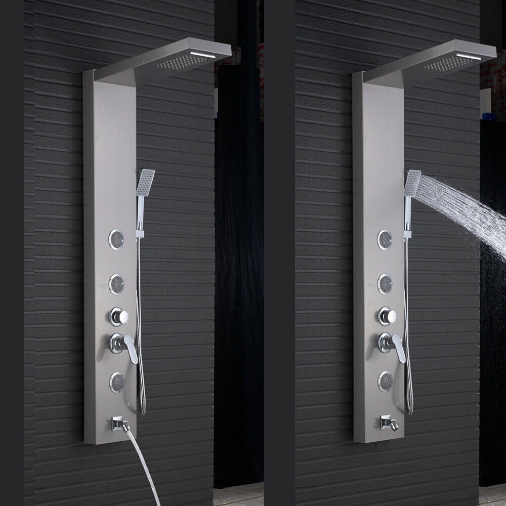 Senlesen Brushed Nickel Shower Panel Tower Massage Body Jets System Rain&Waterfall Mixer