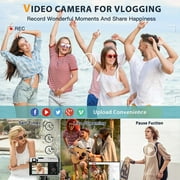 Upgraded 4K Digital Camera with SD Card Autofocus, 48MP Digital Camera with Flash Viewfinder & Dial, Vlogging Camera for Photography and Video Anti-Shake, Compact Travel Camera 16X Zoom (2 Batteries)