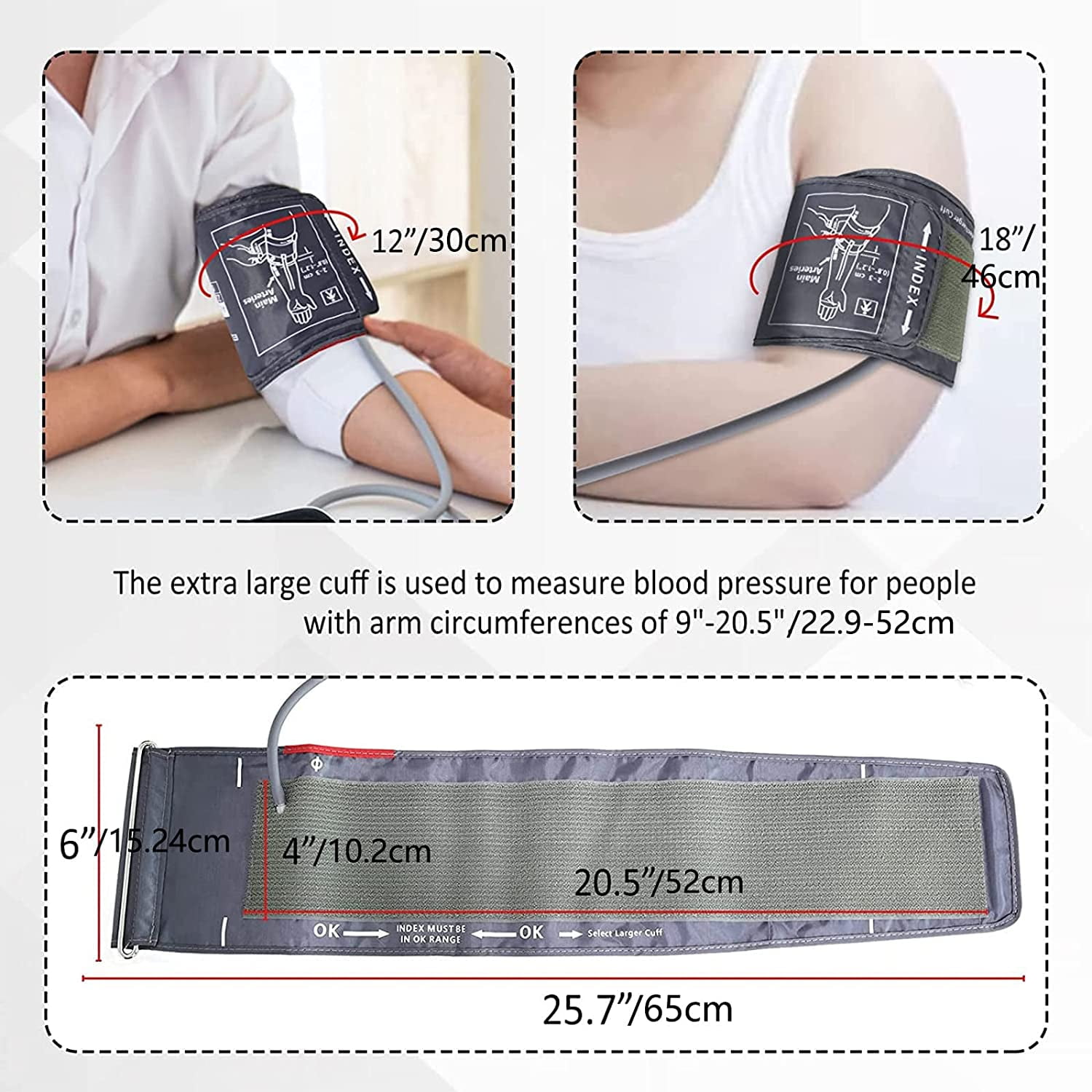 ELERA Extra Large Blood Pressure Cuff (9-20.5 | 22-52cm) - XL Replacement  BP Cuff for Big Arms, Compatible with Omron BP Monitors, Adult Cuff Only 