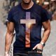 thumbnail image 2 of European And American Cross Print Short Sleeve Round Neck T-shirt Top 2XL, 2 of 5
