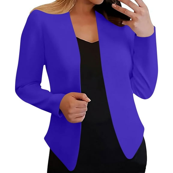 Neewe Womens Casual Long Sleeve Blazers Solid Color Blazer Work Office Open Front Blazer Jacket