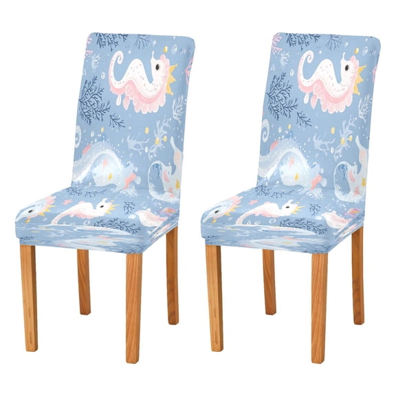BZSMCE Chairs Slipcovers Dining Chair Covers Pattern Of Cute Seahorses Creative Pattern