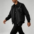 thumbnail image 5 of Men's Lightweight Flight Bomber Jacket Casual Workwear Windbreaker Zip Up Coat Spring Fall Streetwear with Zipper Pockets for Travel Work Size 4XL Black, 5 of 7