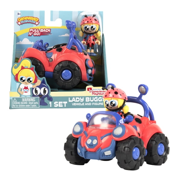 Genevieve's Playhouse Lady Buggy Pullback Vehicle, YouTube Learning Channel, Educational Content, Official Brand Merch, Ages 3 